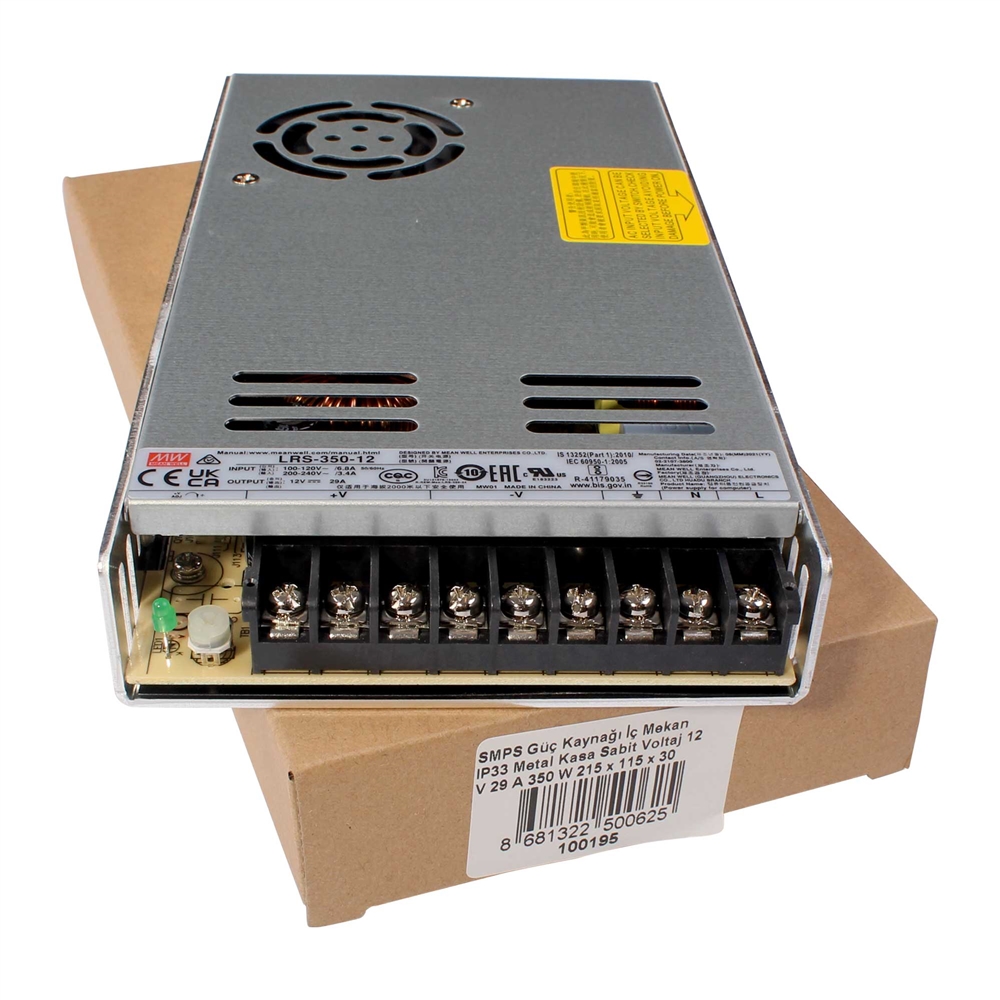 Meanwell LRS 350 İç Mekan 29 Amper Güç Kaynağı 12V 350W